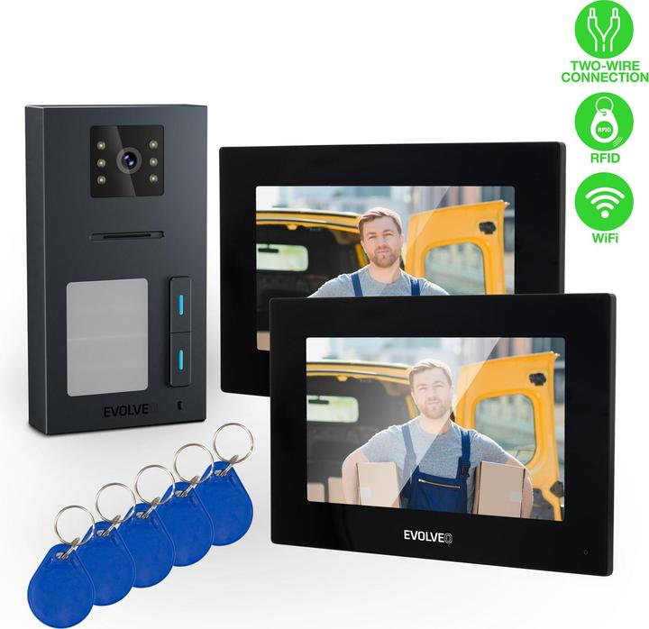Actual product image Evolveo DoorPhone AP2-2 drátový videotelefon pro dva byty s aplikací, černá (App, Cable)