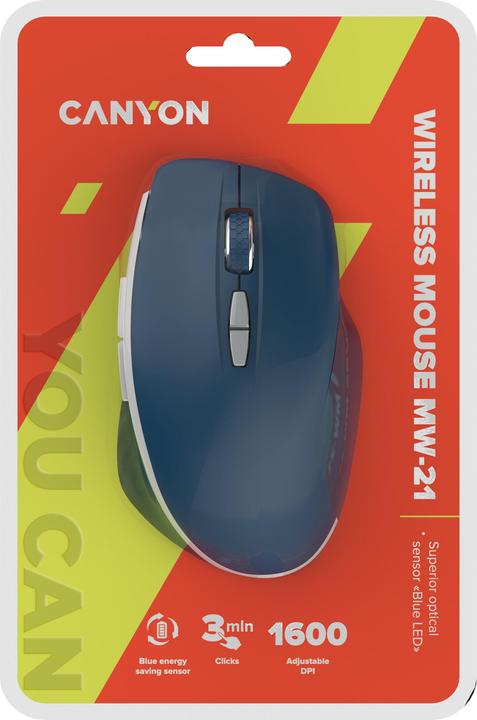 Productafbeelding Canyon Draadloze optische muis met blauwe LED sensor MW-21, met 7 knoppen, donkergrijs (Draadloze)