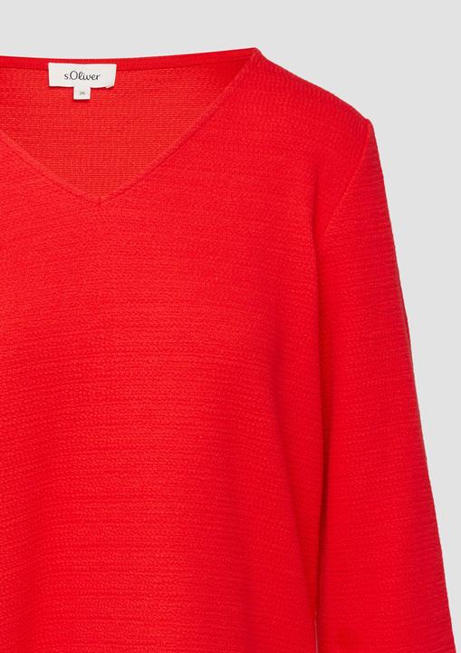 Produktbild S.Oliver Sweatshirt Strukturiertes Jersey-Sweatshirt mit V-Ausschnitt und 3/4-Ärmeln (42)