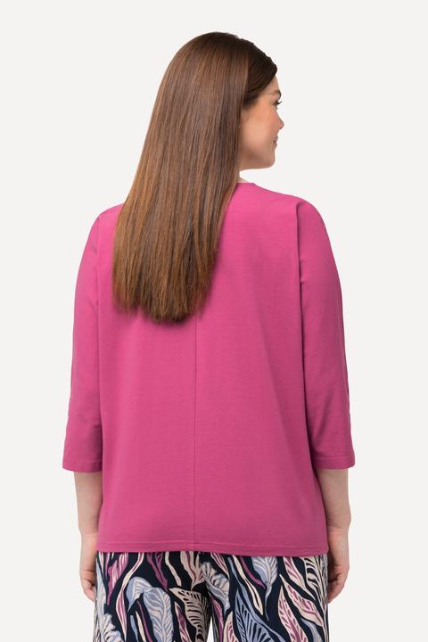Immagine prodotto Ulla Popken T-shirt con arricciatura, scollo a V, maniche a 3/4 e cotone biologico (58)