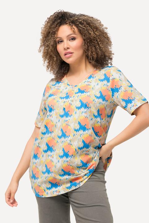 Produktbild Ulla Popken T-Shirt, Zierfalten, A-Linie, V-Ausschnitt, Halbarm (56)