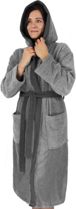 Actual product image Normani Ladies Cotton Bathrobe with Terrycloth, two-tone - OEKO-TEX® 100 - 8783 (4XL)