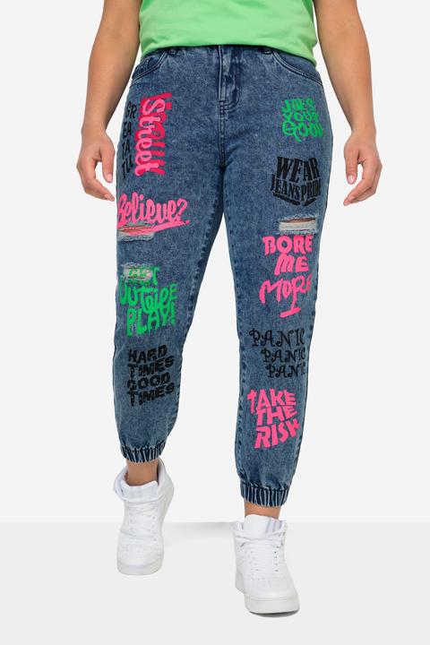 Produktbild Angel of Style Jeans, bunte Drucke, 5-Pocket, Elastiksaum (56)