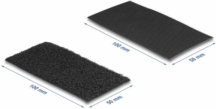 Produktbild Delock Klettpad selbstklebend mit Klett-Kabelbinder Set 10 Stück schwarz (Klettkabelbinder, 200 mm, 10 Stk.)