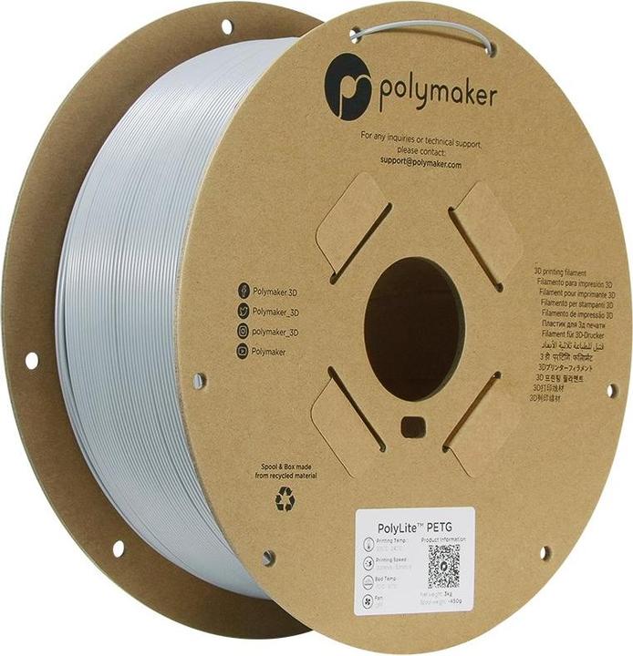 Produktbild Polymaker PolyLite PETG (PETG, 1.75 mm, 3000 g, Grau)
