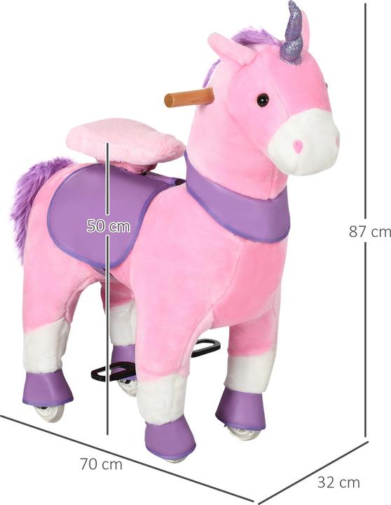 Homcom Cavallo a dondolo Unicorno con ruote e pedali