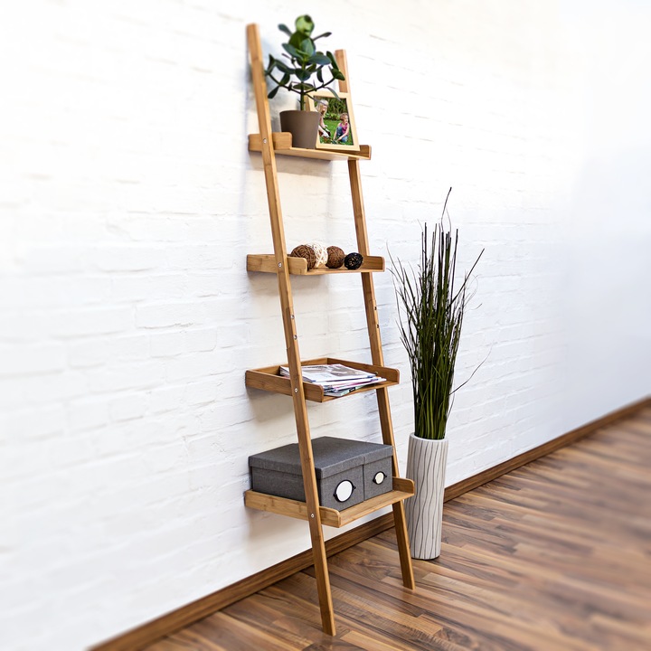 Immagine prodotto Relaxdays Scaffale a scala in bambù a 4 livelli (44 x 37 x 176 cm)