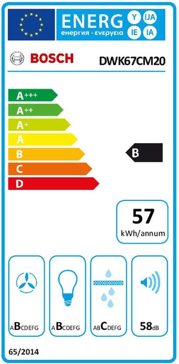 Energy Label Bosch Hausgeräte DWK67CM20 (Wall hood)
