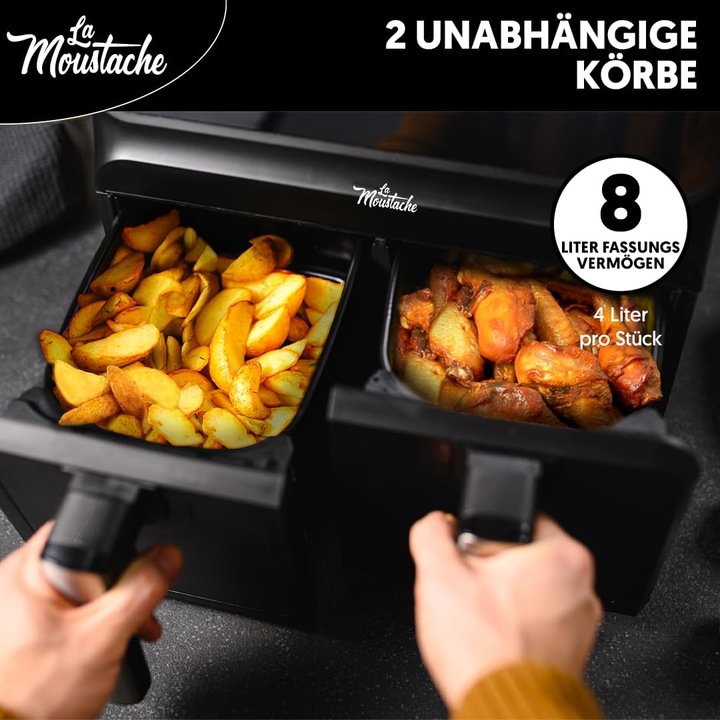 Immagine prodotto Moustache Friggitrice senza olio da 8 litri, nera