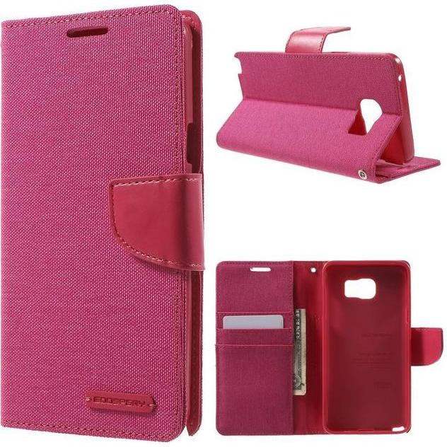 Goospery Canvas Diary Series (Samsung Galaxy Note 5), Smartphone Hülle, Pink