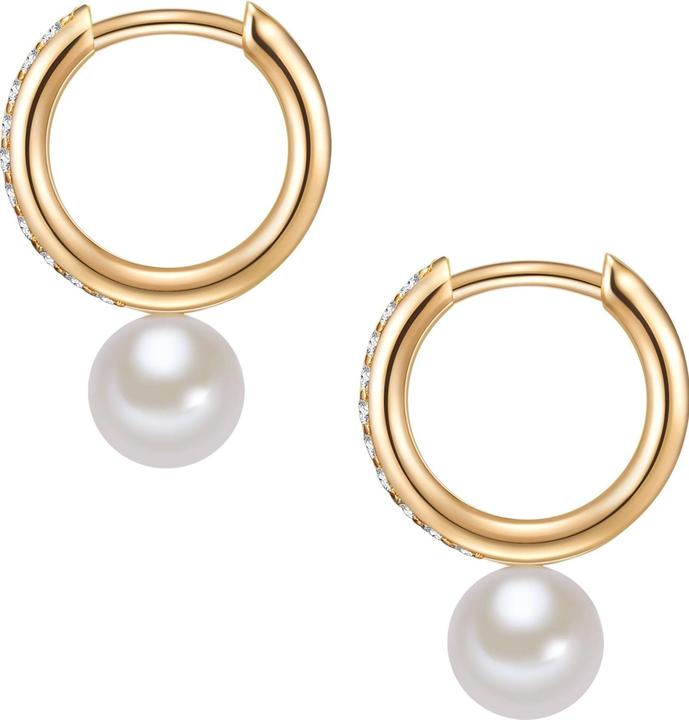 Immagine prodotto Valero Pearls Donna Argento Cubic Zirconia Perla d'acqua dolce coltivata Oro giallo - 11886 (Argento)