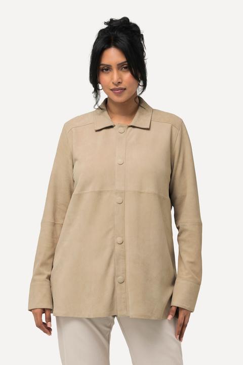 Immagine prodotto Ulla Popken Camicia di pelle scamosciata con collo da camicia e maniche lunghe (46, 48)