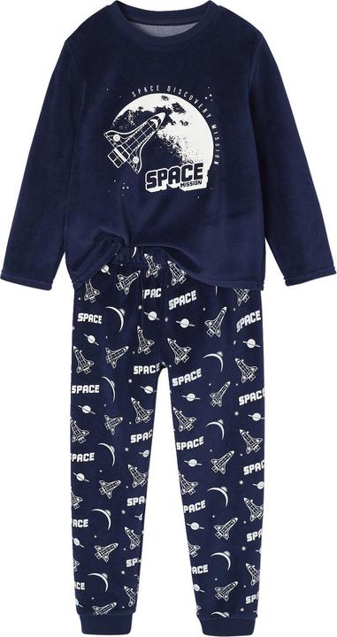 Actual product image Vertbaudet Jungen Samt-Schlafanzug mit Rakete und Recycling-Polyester (110)