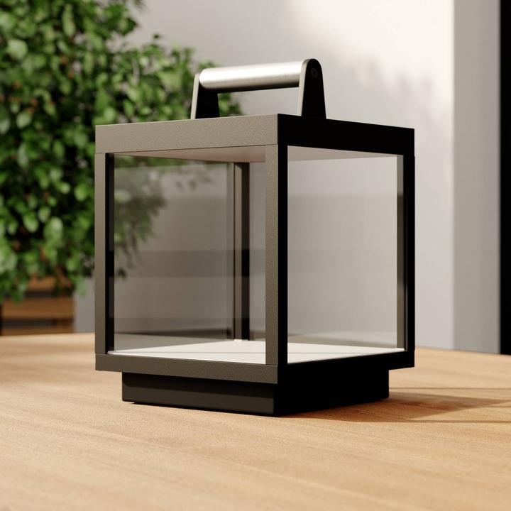 Image du produit Lucande Cube LED Portable Lampe de table d'extérieur Graphite (320 lm)