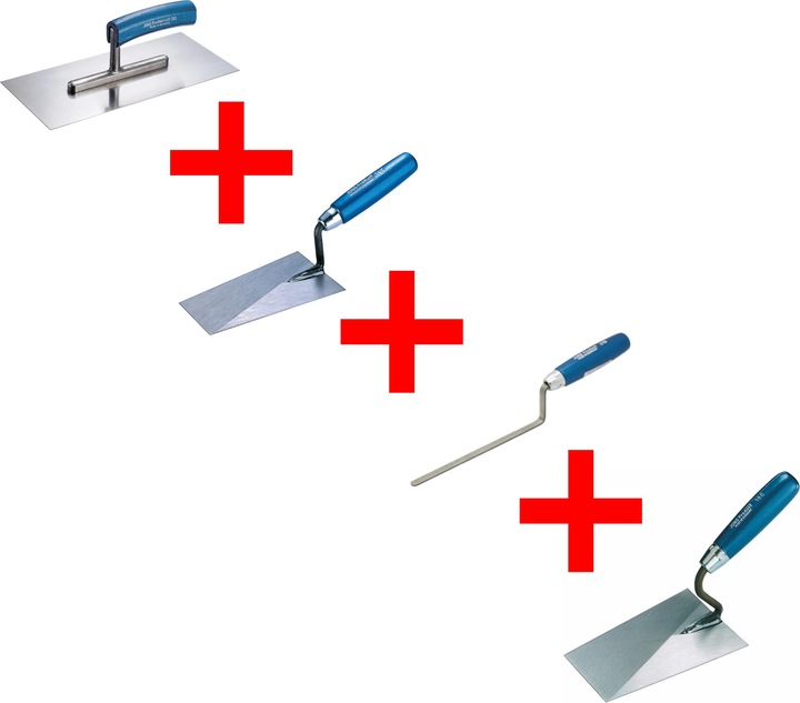 Produktbild JUNG Henkelmann Kellen Set 4-tlg Maurerkelle, Putzkelle, Fugenkelle, Glättekelle