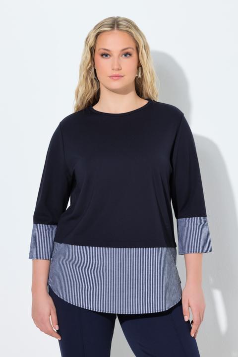 Produktbild Ulla Popken Sweatshirt, Blusensaum, Rundhals, 3/4-Arm (62)