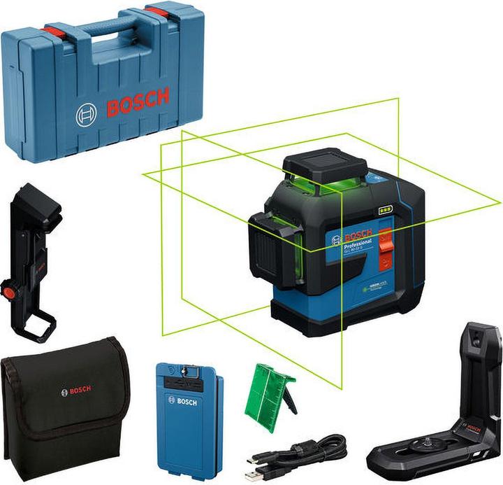 Craftsman's case, Laser target plate, Bag, Ceiling clamp DK 20 Professional, Line laser, Universal bracket LB 10, USB-C cable, BA 3.7V 3.0Ah XL battery