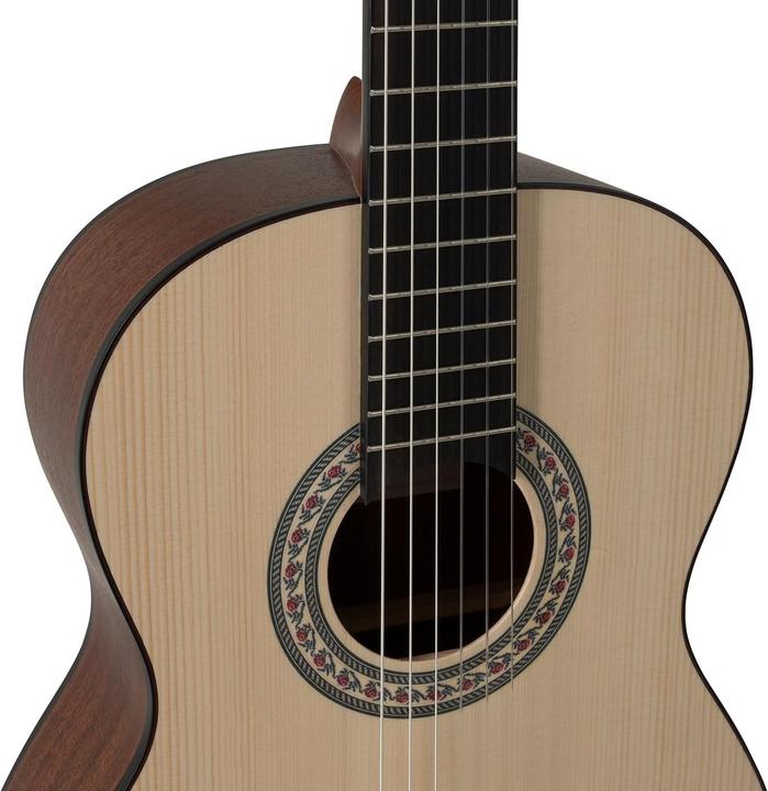 Produktbild Manuel Rodriguez Klassische Gitarre für Anfänger mit offenem Klang (Konzertgitarre, Griffbrett: Palisander, Hals: D-Neck-Halsprofil nach spanischem Modell, Oberblatt: Massives Sparrenholz, Rucken und Zargen: Sapele-Mahagoni, Steg: Palisander)