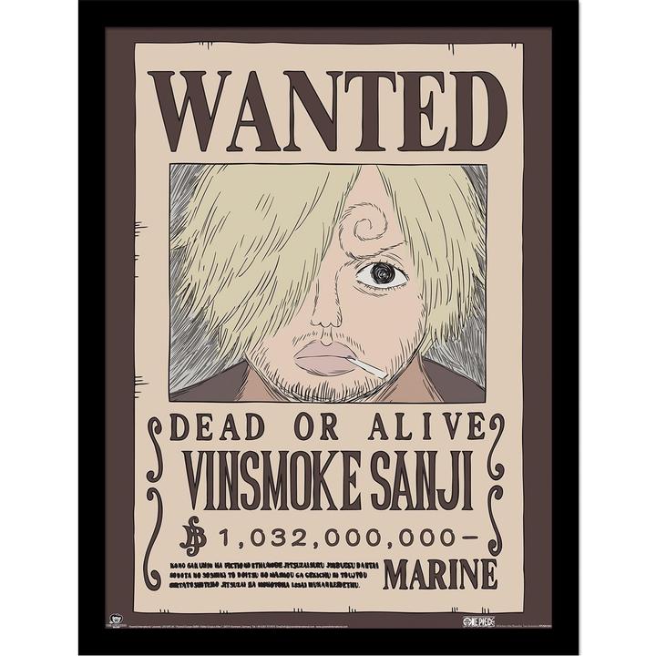 One Piece - Poster encadré motif Sanji WANTED (40 x 30 cm)