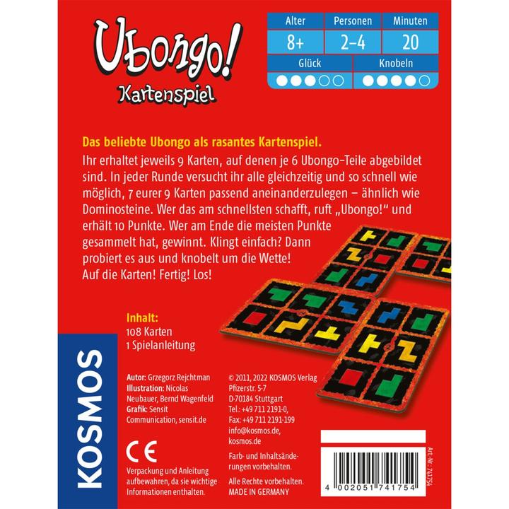 Productafbeelding Kosmos Kaartspel Ubongo (Duits, 1 - 4 Spelers)