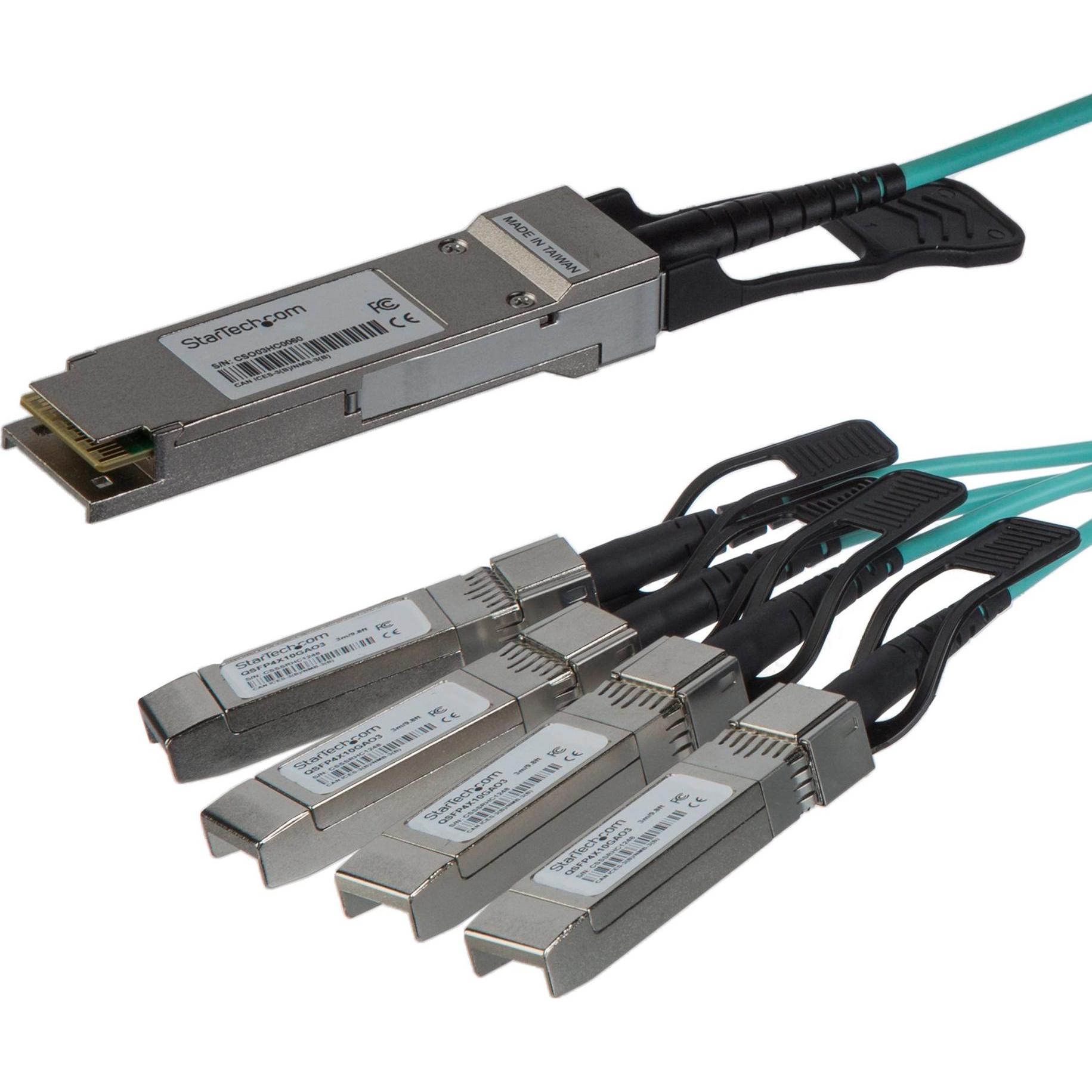 StarTech 3m Qsfp+ Breakout Cable, Transceiver, Schwarz