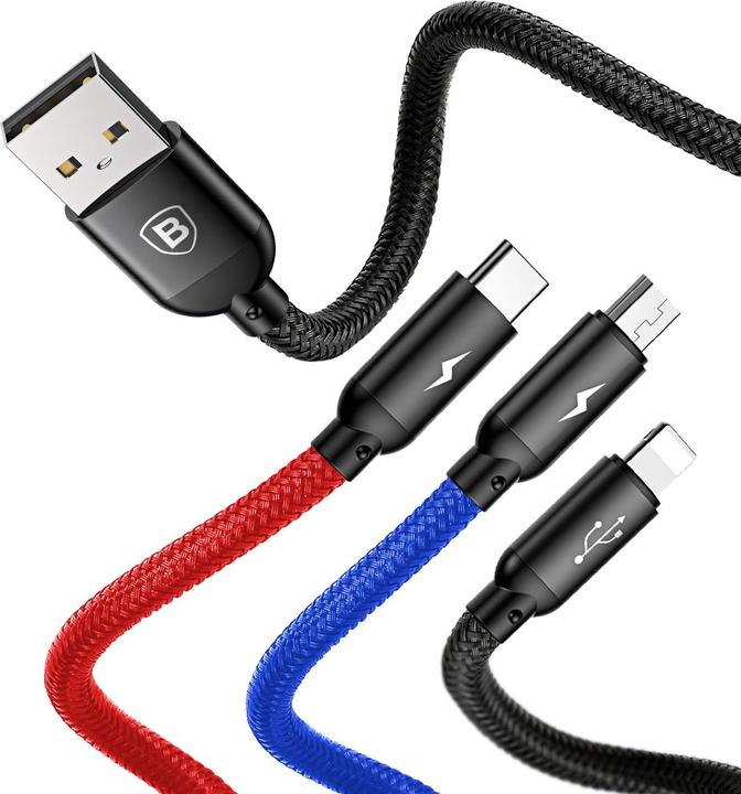 Productafbeelding Baseus Drie primaire kleuren 3-in-1 (1.20 m, USB 2.0)