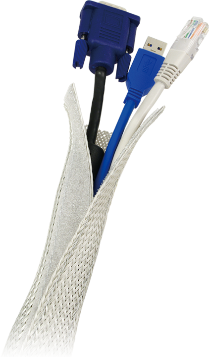Produktbild LogiLink Kabelbündel-Gewebeschlauch, grau (Kabeldurchlass, 180 cm)