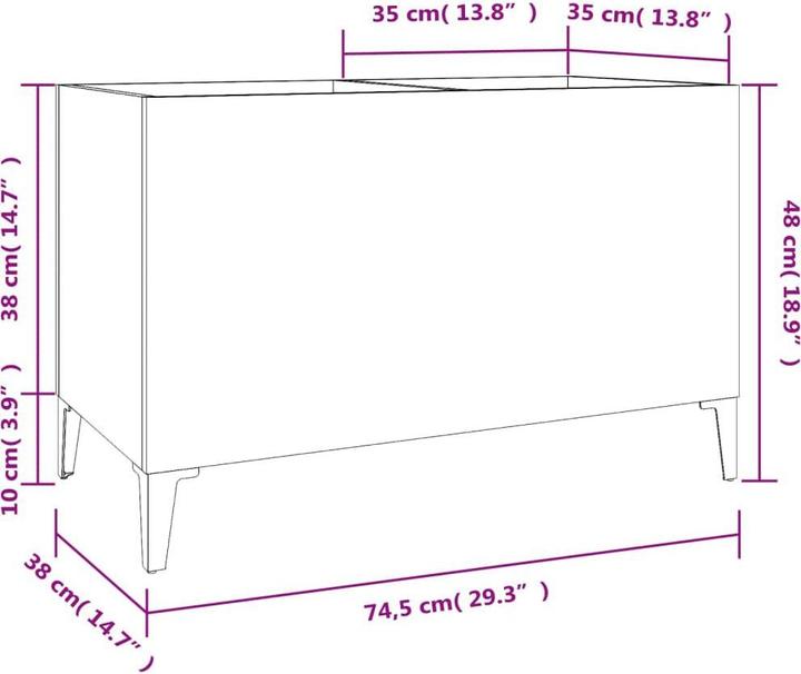 Produktbild VidaXL Plattenschrank Schwarz 74,5x38x48 cm Holzwerkstoff