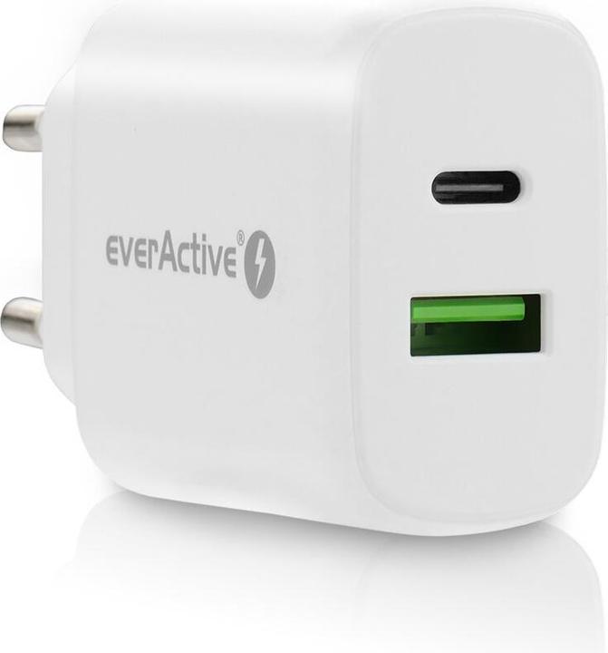 Actual product image Everactive SC-370Q Mains Charger with USB QC3.0 and USB-C PD PPS 25W (26 W, 1 portion)