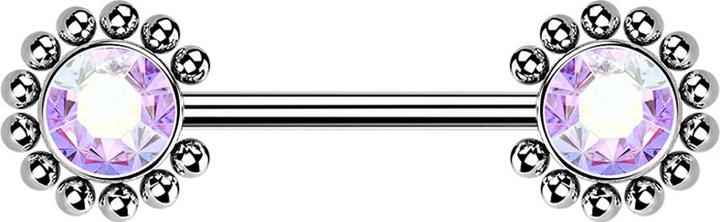 Actual product image Star Piercing Threadless Barbell silber Sonne Kugeln mit Kristall multicolor (without brass, Surgical steel 316L)