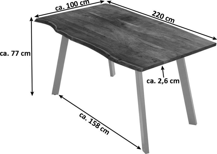 Produktbild SAM LAXMI Baumkante massiv Akazie (220 x 100 x 77 cm)