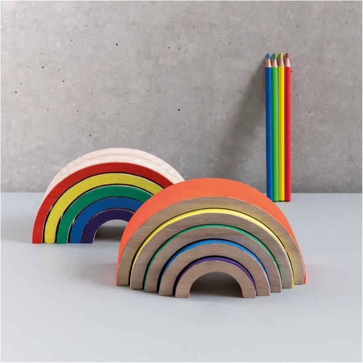 Immagine prodotto Rico Design Arcobaleno di legno, 5 pezzi, legno di pino (18 x 9 x 5 cm)
