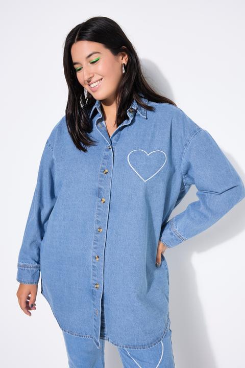 Immagine prodotto Studio Untold Camicia di jeans dal taglio oversize con ricamo con cuore (54)