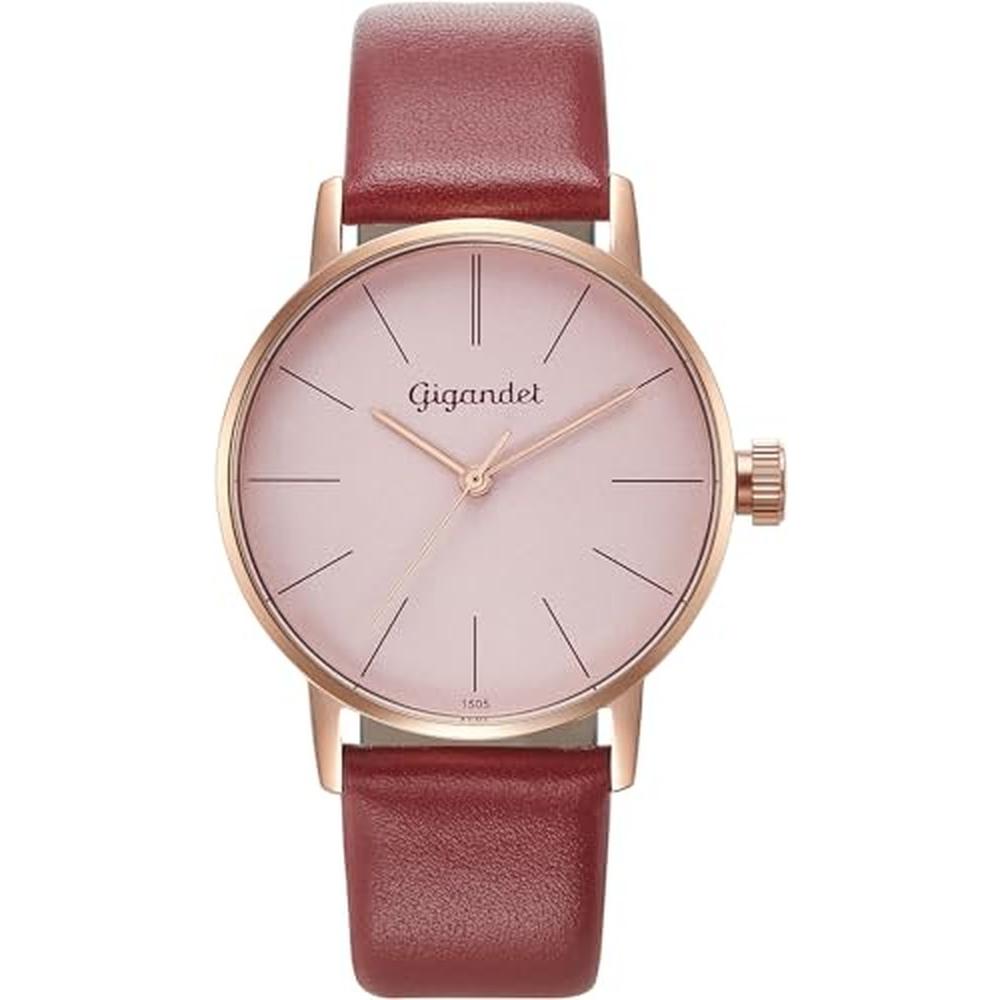 Gigandet, Orologio da polso, Dames analoog Japans kwartsuurwerk horloge met lederen armband 7VNAG43NE016 roodgoud, Oro, (Orologio da polso analogico)