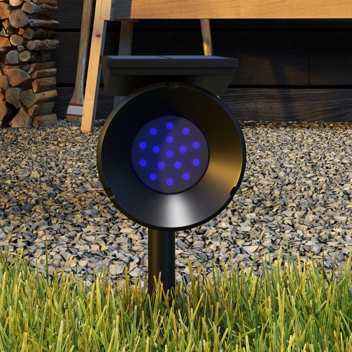 Produktbild Swisshandel24 Solarleuchten, 2 Stück Solarlampen, 2 Lichtfarben, Boden-/Wandmontage, IP54 Wasserdicht, Schwarz (IP54)