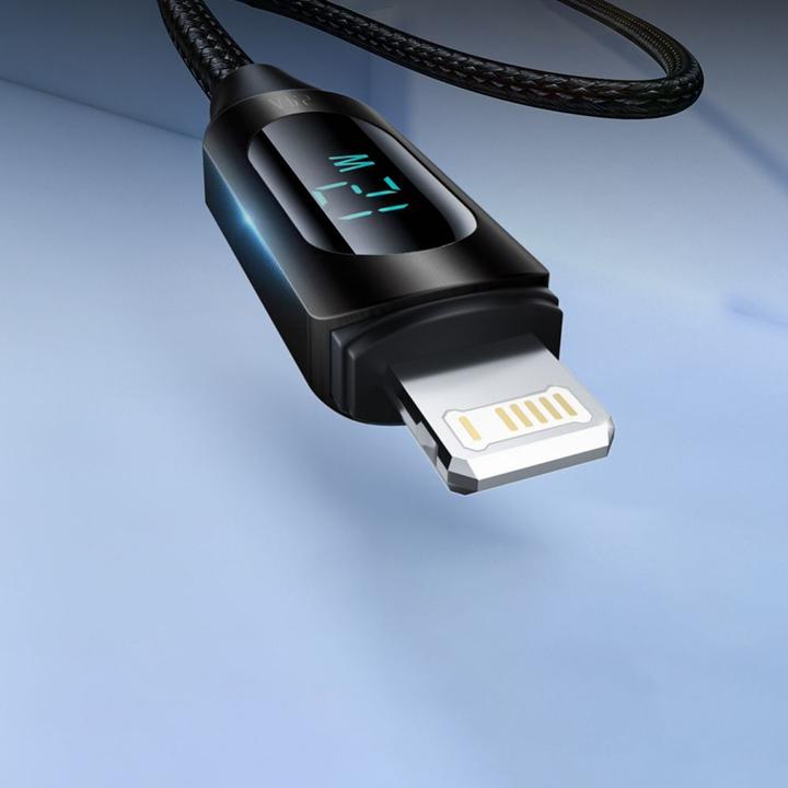Actual product image Wozinsky USB-A Cable - Lightning WUALC2 with LED Display 2.4A 2m - Black (2 m, USB 2.0)