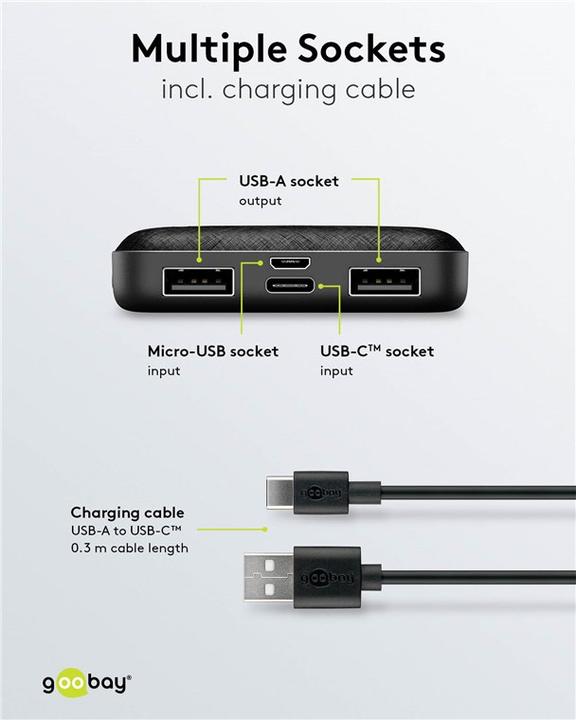 Image du produit Goobay Banque d'énergie compacte 5 000 mAh (5000 mAh, 10.50 W, 3.70 Wh)