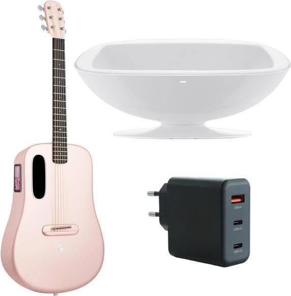 Actual product image Lava Music Gitarre ME 4 36 Zoll Pink mit Ladestation (Acoustic guitar, Super AirSonic carbon fibre composite, HPL (high pressure laminate), Hilava 2.0 sound system)