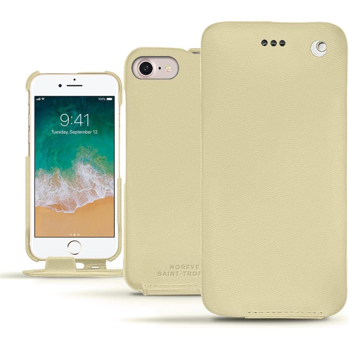 Noreve Lederschutzhülle vertikal (Apple iPhone 7), Smartphone Hülle, Beige