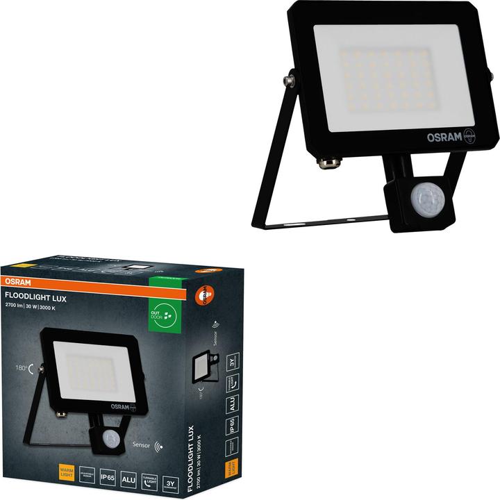 Produktbild Osram LED-Fluter mit Sensor, 30W, 2700lm, 3000K, 105°, IP65, warmweiss (2700 lm, IP65)
