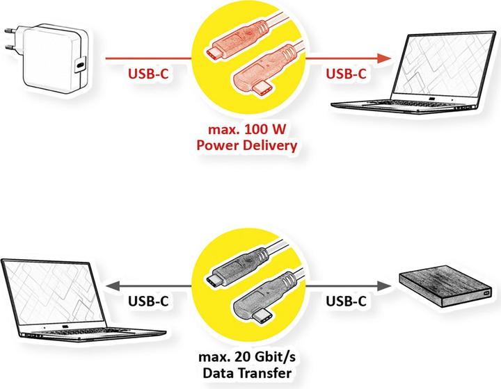 Produktbild Roline USB C — USB C (1 m, USB 3.2 Gen 2x2, 100 W)