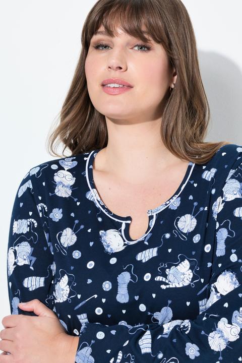 Produktbild Ulla Popken Bigshirts, 2er-Pack, Katzen, Rundhals, Langarm (50, 52)