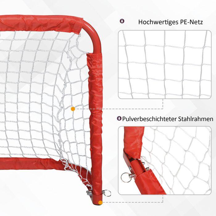 Immagine prodotto Swisshandel24 Porte da calcio, rete da calcio, set di 2 mini porte, pieghevoli, acciaio (Q195), Tetrolon, rosso