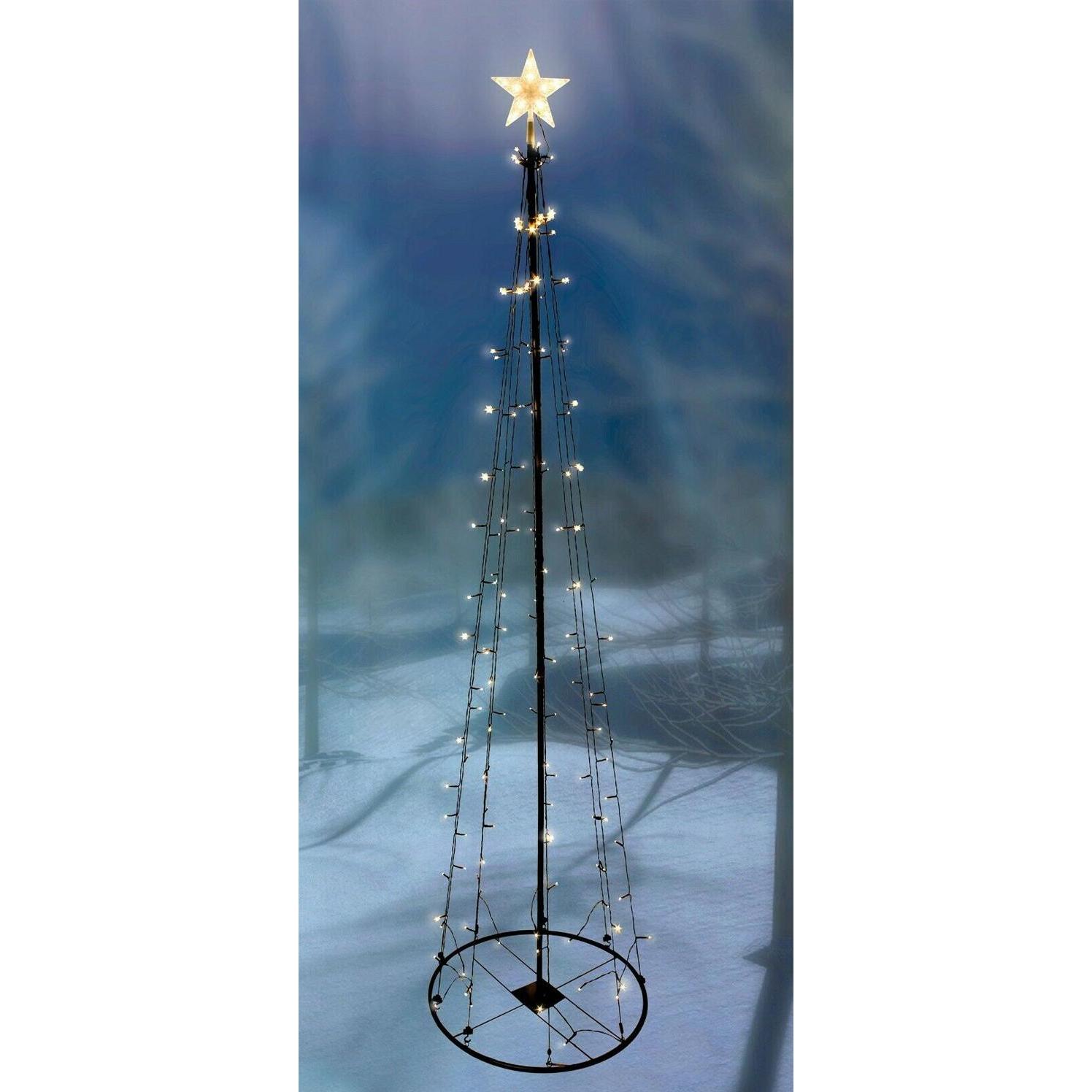 Thumbnail - Mojawo, Weihnachtsbeleuchtung, XL LED Metall Weihnachtsbaum mit Stern warmweiss 106 LEDs 180cm mit 8 Funktionen