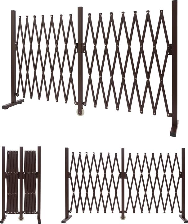 Swisshandel24 Barriera, divisorio per recinzione a forbice, alluminio estensibile marrone - Altezza 103 cm (31 cm)