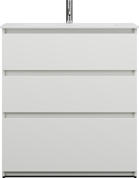 Immagine prodotto burgbad Lavabo in getto minerale Lin20 colore bianco opaco con mobiletto 3 cassetti, 820x365x902 mm