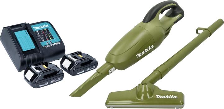 Makita DCL 180 SY2O Akku Staubsauger 18 V 0,65 l Olive Outdoor Adventure Serie + 2x Akku 1,5 Ah +