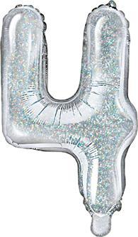 Produktbild Partydeco Foil Balloon Number "4", 35cm, holographic (1 pkt / 1 pc.) (1 Stück)