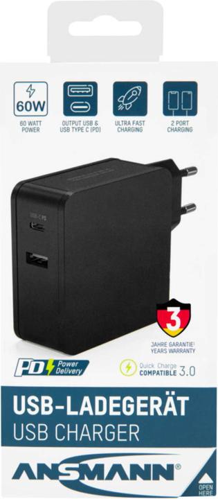 Immagine prodotto Ansmann Caricabatterie da casa 254PD (60 W, 2 porte)