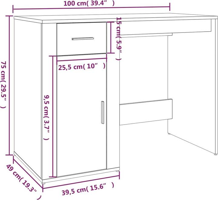 Actual product image vidaXL Desk (100 x 49 x 75 cm)